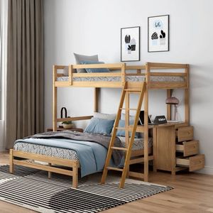 Двухъярусные кровати дети Loft кровать дети Twin над полной двухъярусная кровать с ящиками - Product Image 2