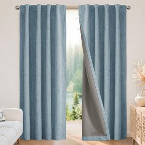 Cortinas Opacas para Dormitorio - Bloqueo Total de Luz Azul Cielo, Cortinas Térmicas Aislantes, con Ojales y Pliegues Traseros - Product Image 1