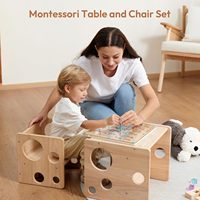 Ensemble table et chaise pliantes multifonctionnelles en bois massif pour enfants, avec repose-pieds ergonomique, idéal pour l'école, la chambre, le parc, style moderne
