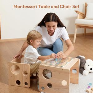 Multi-functional <b>Foldable</b> Solid Wood Children's <b>Study</b> Dining <b>Table</b> Chair Set Footstool Ergonomic School Bedroom Park Modern - Product Image 6