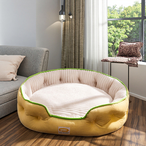 سرير حيوانات أليفة للقطط والكلاب بتصميم عصري على شكل صندوق كرتوني، مع مسند ظهر مربع وعميق للنوم، مزين بخطوط نيزكية، مناسب لفصلي الخريف والشتاء. - Product Image 5