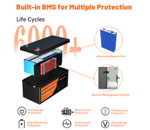 แบตเตอรี่ LiFePO4 IP65 200Ah 12V 24V แพ็คแบตเตอรี่ BMS บลูทูธการสื่อสารรองรับการชาร์จพลังงานแสงอาทิตย์ตะกั่วกรดทดแทนลิเธียมเหล็ก - Product Image 2
