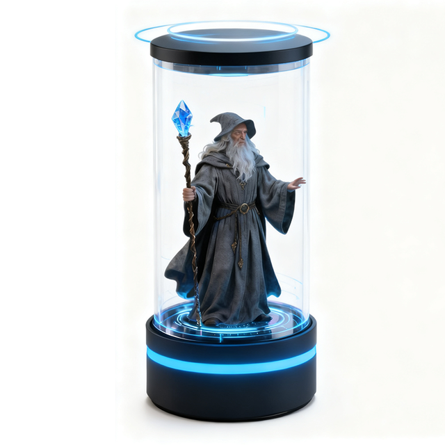 OEM Transparent Showcase 3D Holographic Cylinder Display Box 6 Inch Indoor Interactive AI Mini Hologram for Shop