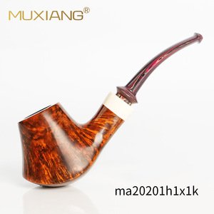 Muxiang Tobacco Pipe Ma20002 Free Type Red Wood With Burl Vulcanized Rubber Spout For Smoking - Product Image 2