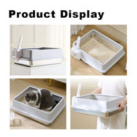 Bac à litière pour chat en acier inoxydable extra large avec fonction de nettoyage facile et toilette automatique pour chat à côtés hauts