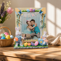 Cadre photo en résine de lapin de Pâques pour photo de 5 x 7 pouces