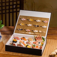 Boîte à sushi haut de gamme personnalisée, écologique, recyclable, en carton magnétique, avec compartiments pour sauces, pour la restauration