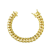 Chaîne de collier cubaine brillante en acier inoxydable plaqué or 14 carats PVD, largeur 8mm 10mm 12mm 14mm 18mm 20mm 22mm, style Hip Hop