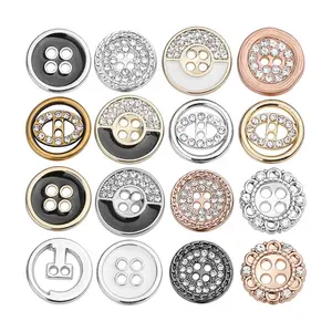 Fashion Custom Design Decorative 2 4 Holes Fancy Metal Alloy Logo Sewing Buttons For Coat Garment