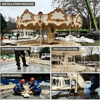 Manège de luxe à 24 places pour parc d'attractions, carrousel extérieur électrique avec chevaux