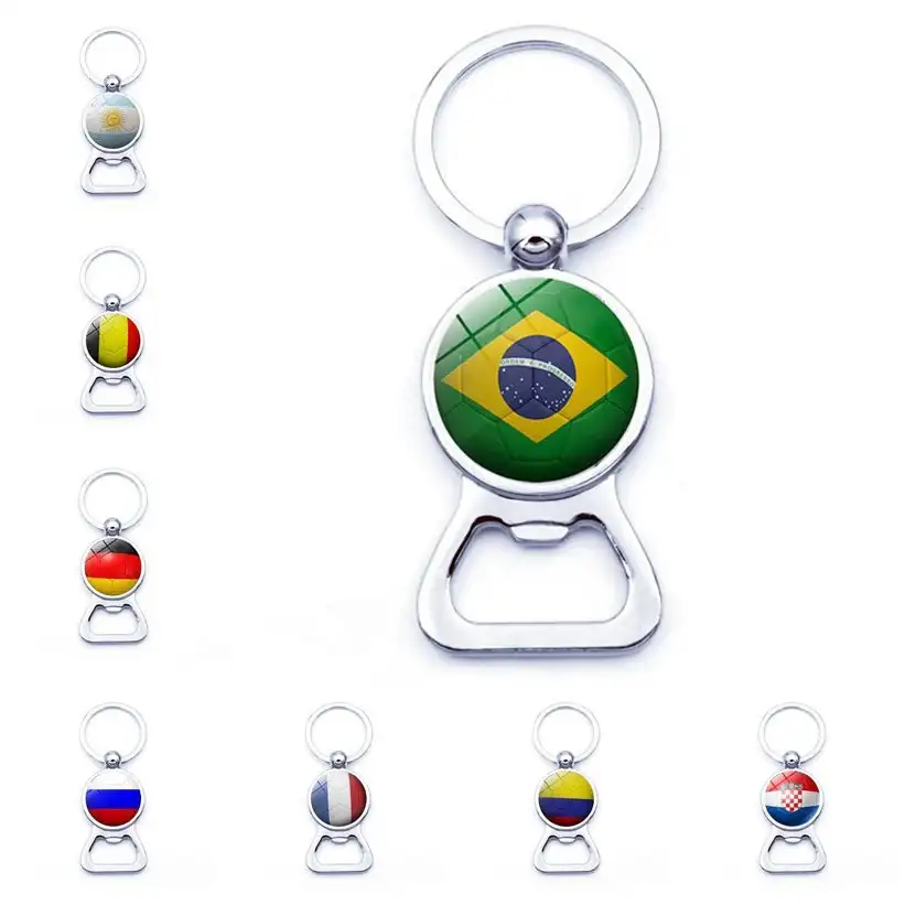 2022 World Cup Accessories Football National Team Metal Bottle Opener Keychain Soccer Souvenir Key chain