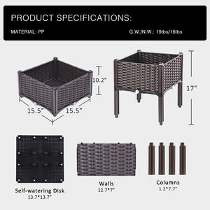 Grande boîte de plantation plastique blanc, support de fleurs pour la plantation <span class=keywords><strong>sur</strong></span> le toit, boîte de plantation carrée et <span class=keywords><strong>sur</strong></span>élevée - Product Image 3