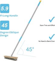 Brosse métallique de pont en acier inoxydable avec manche de 5.9 pieds de long pour enlever la saleté de surface rugueuse nettoyant la terrasse extérieure