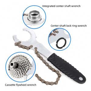 Outil multifonctionnel 3 en 1 en acier pour bicyclette BB Bottom Brackets Chain Whip <span class=keywords><strong>Cassette</strong></span> Flywheel Removal Sprocket Remover Wrench - Product Image 3