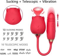Niedriger Preis 2 in1 Rose Sexspielzeug Stimulator Adult Toys Klitoris Zunge lecken G-Punkt Vibratoren Schub Dildo Vibrator für Frauen