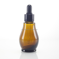 Flacon vide pour huiles essentielles en forme de goutte d'eau, 100ml, 50ml, 30ml, 20ml, 10ml, flacon cosmétique rond en verre ambré avec compte-gouttes
