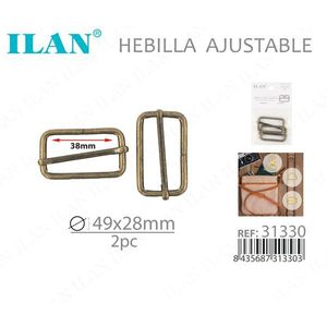Fibbia Regolabile Ilan 49x28mm in Metallo per Cinture, Set da 2 Pezzi - Product Image 3