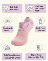 Chaussettes de yoga antidérapantes pour femmes, chaussettes de Pilates professionnelles mi-mollet et coupe basse, chaussettes de sport antidérapantes à semelle en tissu éponge pour le fitness