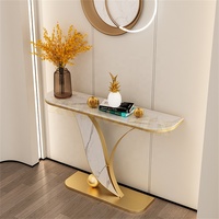 Meubles de salon, table console moderne en pierre frittée pour couloir, table console de luxe, tables d'entrée avec boule
