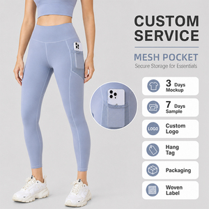 Leggings de yoga taille haute pour femmes avec poches latérales en maille, effet galbant et contrôle du ventre, pour la course et le fitness (OEM/ODM) - Product Image 1