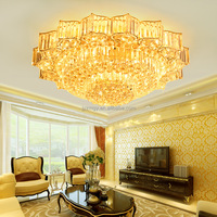 Lampes de plafond en cristal de luxe JYLIGHTING, style moderne simple, lumières LED jaunes dorées, lustres circulaires pour salon, lampes suspendues