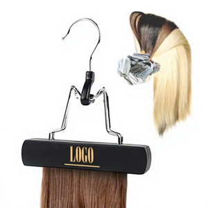 Astrid 15 CM Wood Custom Logo Space Saving Single Tier Luxury Wig Display Bag Clips Hair Extension <b>Hanger</b> for Wardrobe Bathroom - Product Image 1