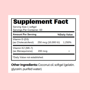 Oem hiệu lực cao Vitamin D3 + K2 MK-7 bổ sung-10,000 iu D3 & 200mcg K2 mỗi Softgel, 60 đếm - Product Image 6