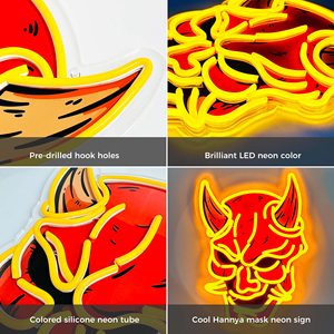 Letrero de Neón Flexible de Acrílico con Diseño de Máscara Hannya Japonesa, Luz LED Naranja <span class=keywords><strong>Demon</strong></span> DC 12V para Decoración de Pared en Hoteles, Bares y Salas de Juego - Product Image 3
