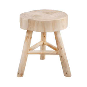 Sgabello Rotondo in Legno, Poggiapiedi Decorativo per Camera da Letto e Soggiorno, Arredo d'Accento - Product Image 1