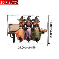 Diseño de bruja de Halloween llavero montado en la pared de madera 4 ganchos para llaves con características de herramientas desmontables para tallar letrero decoración de pared