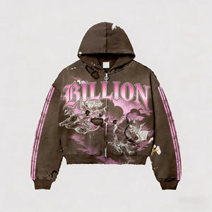 कस्टम स्ट्रीटवियर कपड़े निर्माता क्रॉप्ड विंटेज पत्थर एसिड धोया ग्राफिक dtg प्रिंट ड्रॉप कंधे हुडी - Product Image 2