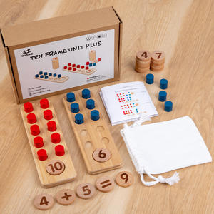 Tableau <span class=keywords><strong>de</strong></span> calcul en bois à dix chiffres pour l'éducation précoce des enfants, jeu <span class=keywords><strong>de</strong></span> puzzle <span class=keywords><strong>de</strong></span> mathématiques pour l'addition et la soustraction sur grille <span class=keywords><strong>de</strong></span> dix - Product Image 1