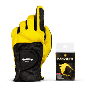 Gant de golf Handee pour droitier, noir et jaune, en microfibre antidérapante, à enfiler, unisexe, avec personnalisation de la taille - Product Image 4