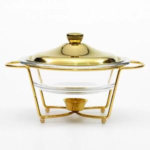 ชุดอุ่นอาหารบุฟเฟ่ต์โรงแรมหรู 2 ลิตร สีเงิน/ทอง พร้อมฝาปิดสแตนเลส - Product Image 4