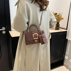 2026 New Crocodile Embossed PU Vintage Square Bag Women Stylish Handheld Shoulder Crossbody <b>Small</b> <b>Purse</b> - Product Image 6