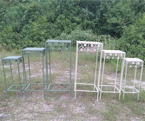 Ensemble de trois pièces fer carré fleur support ancien étage élévation tabouret échelle pour cour balcon extérieur parc <span class=keywords><strong>jardin</strong></span> ornements - Product Image 3