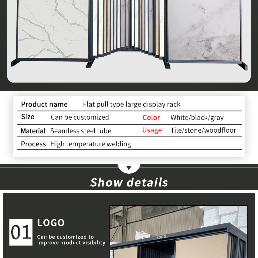 Hot Sale Showroom Hanging Sliding Type Factory Wood Exhibition Marble Sample Push Pull Out Tile Rack Stone Display Stand