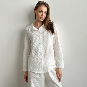 <span class=keywords><strong>Pigiama</strong></span> da <span class=keywords><strong>donna</strong></span> in puro cotone all'ingrosso pantaloni lunghi a maniche lunghe elasticizzati comodi in vita termica due pezzi <span class=keywords><strong>XS</strong></span> taglie forti - Product Image 1