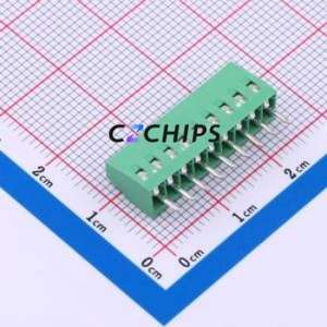 MX128-2.54-09P-GN01-Cu-Y-A Screw Terminal Block Through hole Component (THT),P=2.54mm Connector 1x9P 2.54mm Green Through Hole - Product Image 2