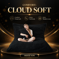 Ensemble de fauteuils poufs MAXYOYO XXL en tissu corduroy, amovibles, pliables, avec rembourrage en mousse géante et moelleuse, grand coussin de sol pour adultes