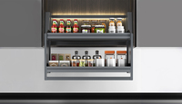 Armoire de cuisine haute avec panier élévateur électrique, armoire murale en acier inoxydable, panier rabattable