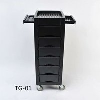 Chariot de Salon Professionnel en Plastique pour Coiffeur et Barbier, Noir