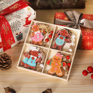 Wholesale Wooden <b>Gingerbread</b> <b>Man</b> Ornament Set Christmas Tree Hanging Pendant <b>Decoration</b> - Product Image 1