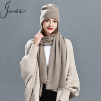 Jxwatcher Ensemble bonnet et écharpe réversible à double couche Long châle Hiver Ensemble écharpe et chapeau en cachemire tricoté pour femmes