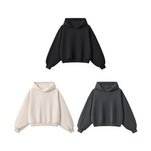 HEPL050 pamuk kalın erkek giyim özel 3D Premium mahsul Boxy Fit Hoodie Unisex Hoodie tüm baskı işlemeli OEM astarlı kapüşonlu - Product Image 2