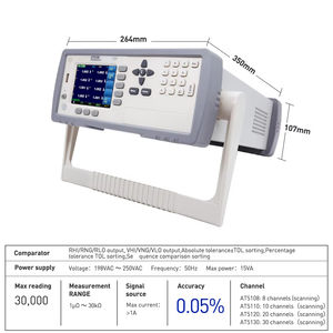 Probador de resistencia de medidor de MegaOhmios multicanal con comparador AT5108 - Product Image 5