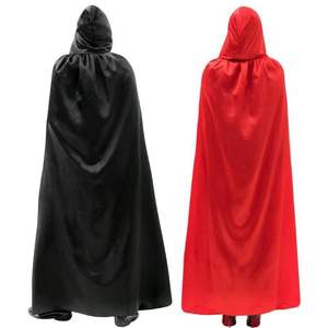 Costume di Halloween Unisex, Mantello Lungo con Cappuccio in Velluto, per Giochi di Ruolo, Feste, Cosplay, Mantello <span class=keywords><strong>Nero</strong></span> con Cappuccio - Product Image 1