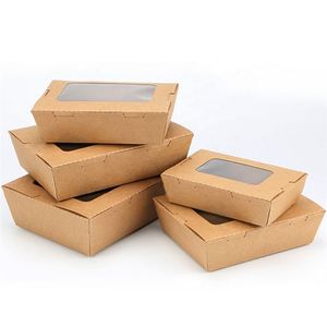 Große Einweg-Frühstück zum Mitnehmen Mittagessen Kraft papier Karton Lebensmittel Picknick boxen Behälter Moderne Fastfood Restaurant Verpackung - Product Image 2