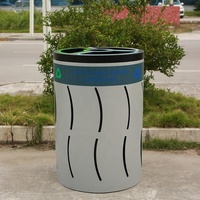 Nouvelle poubelle extérieure en métal, bac à déchets pour jardin, rue, recyclage, poubelle à papier, poubelle en acier commerciale