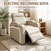 Sillón Reclinable Eléctrico de Lujo Personalizado con Iluminación LED, Ajuste Eléctrico de Reclinación, Portavasos, Apto para Spas y Similares